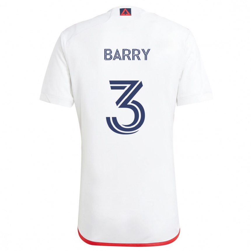 Homme Football Maillot Hesron Barry #3 Blanc Rouge Tenues Extérieur 2024/25