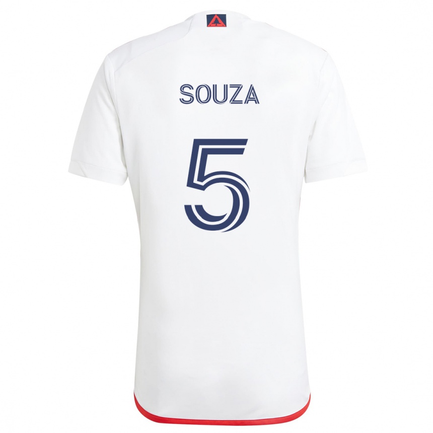 Homme Football Maillot Victor Souza #5 Blanc Rouge Tenues Extérieur 2024/25