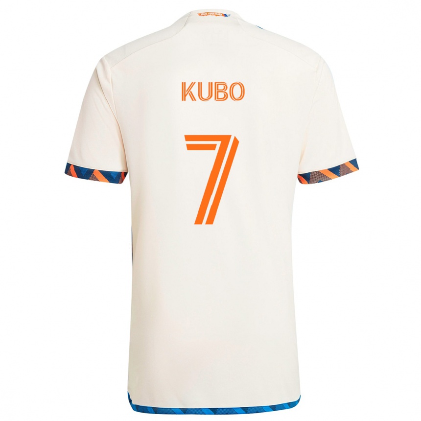 Homme Football Maillot Yuya Kubo #7 Blanc Orange Tenues Extérieur 2024/25