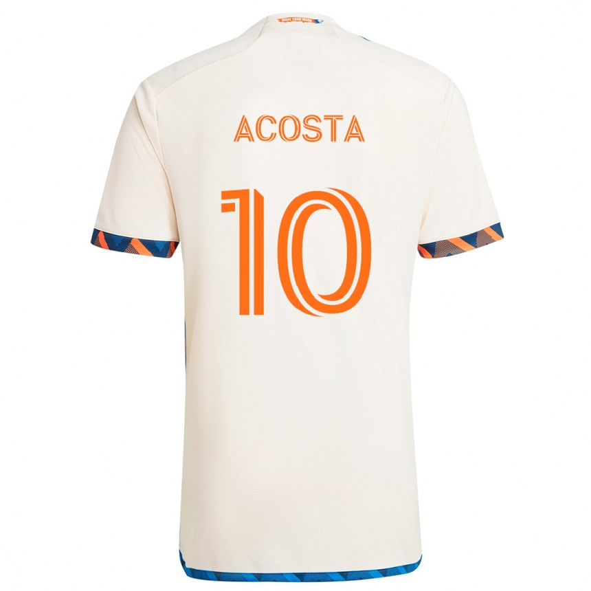 Homme Football Maillot Luciano Acosta #10 Blanc Orange Tenues Extérieur 2024/25