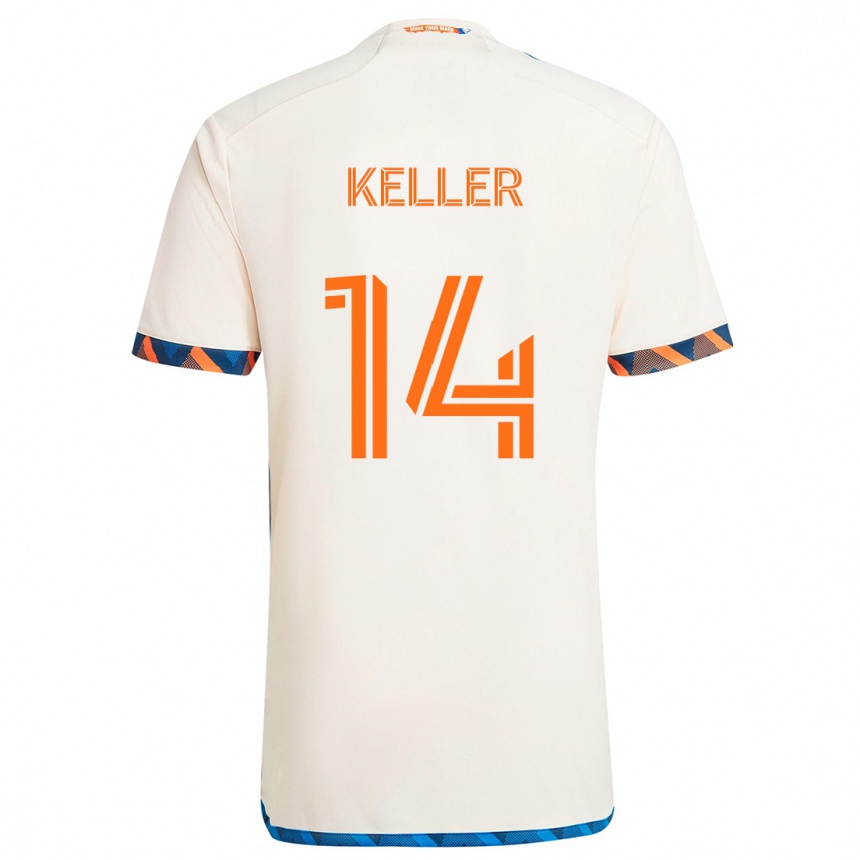 Homme Football Maillot Kipp Keller #14 Blanc Orange Tenues Extérieur 2024/25