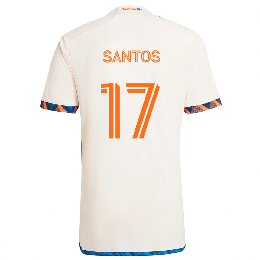 Homme Football Maillot Sergio Santos #17 Blanc Orange Tenues Extérieur 2024/25