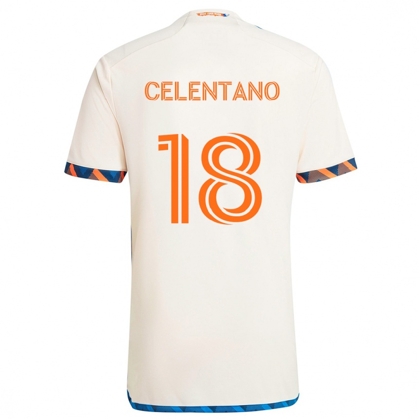 Homme Football Maillot Roman Celentano #18 Blanc Orange Tenues Extérieur 2024/25