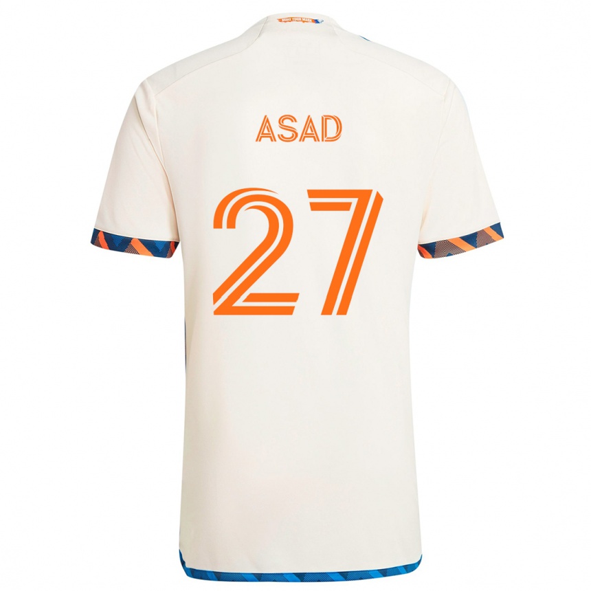 Homme Football Maillot Yamil Asad #27 Blanc Orange Tenues Extérieur 2024/25