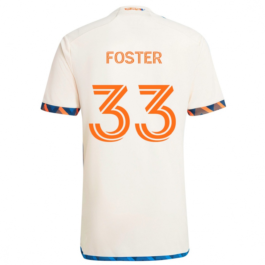 Homme Football Maillot Isaiah Foster #33 Blanc Orange Tenues Extérieur 2024/25