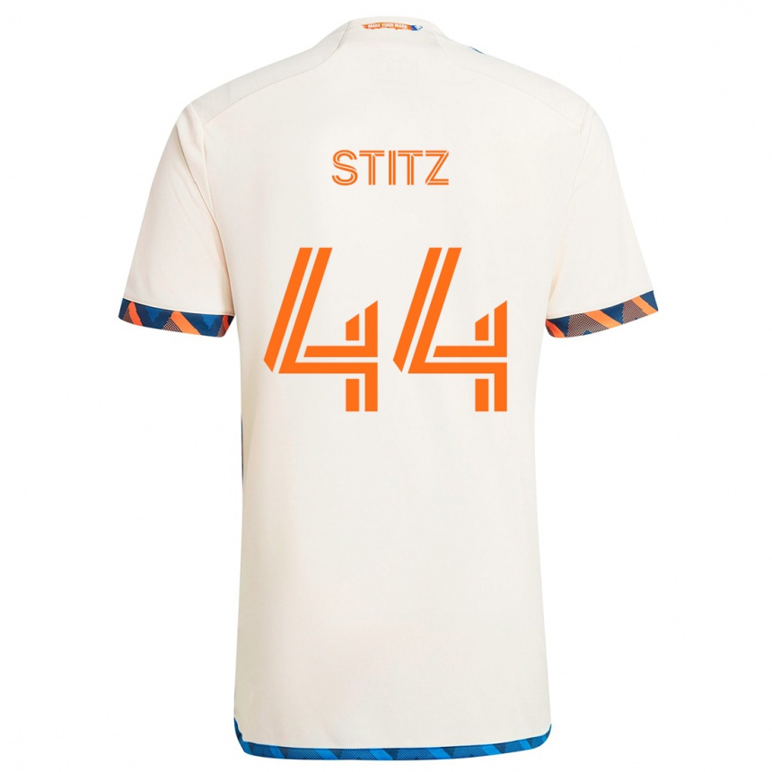 Homme Football Maillot Ben Stitz #44 Blanc Orange Tenues Extérieur 2024/25