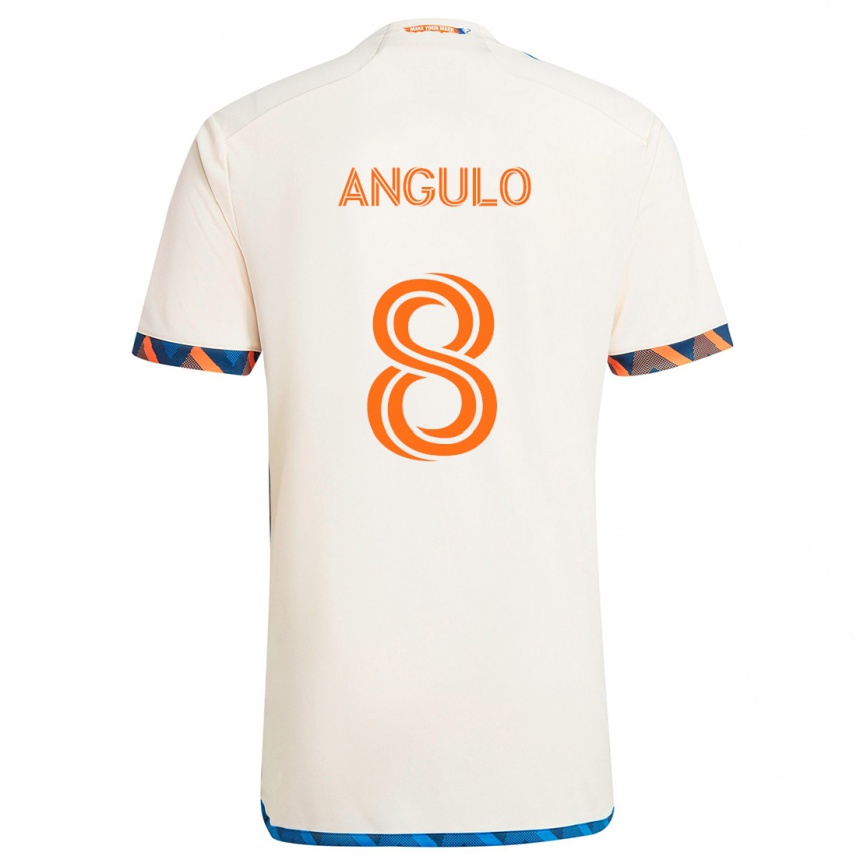 Homme Football Maillot Marco Angulo #8 Blanc Orange Tenues Extérieur 2024/25