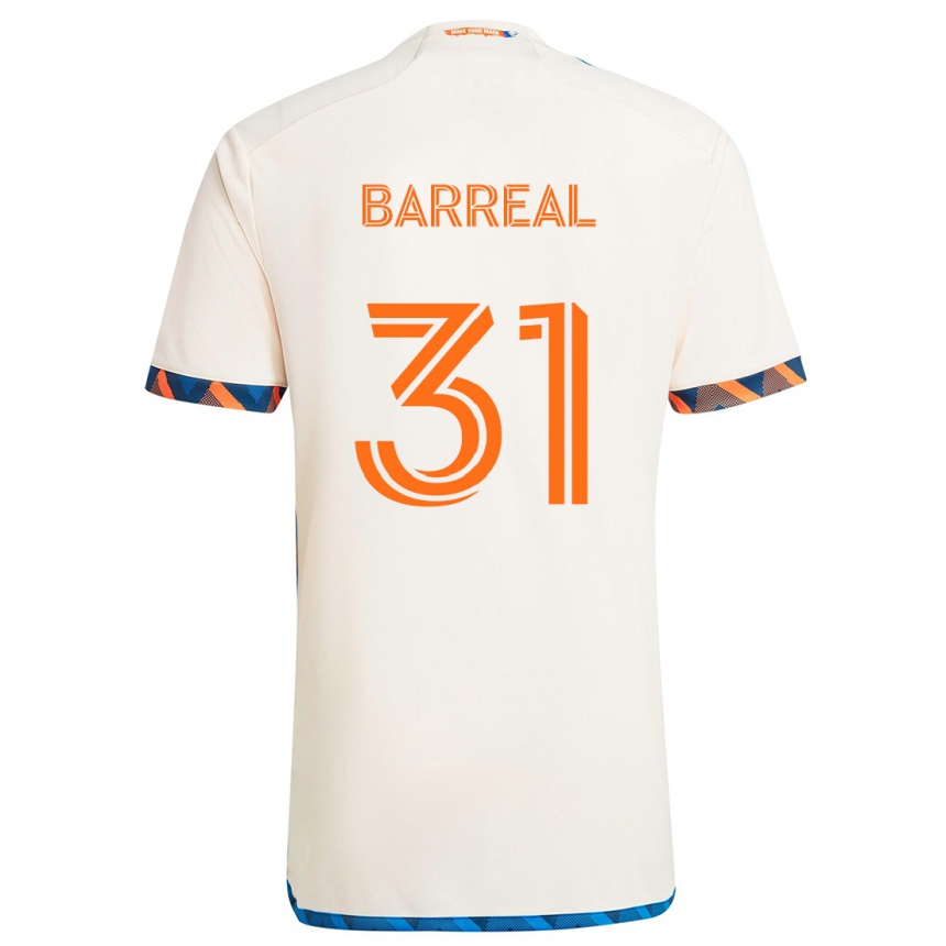 Homme Football Maillot Álvaro Barreal #31 Blanc Orange Tenues Extérieur 2024/25