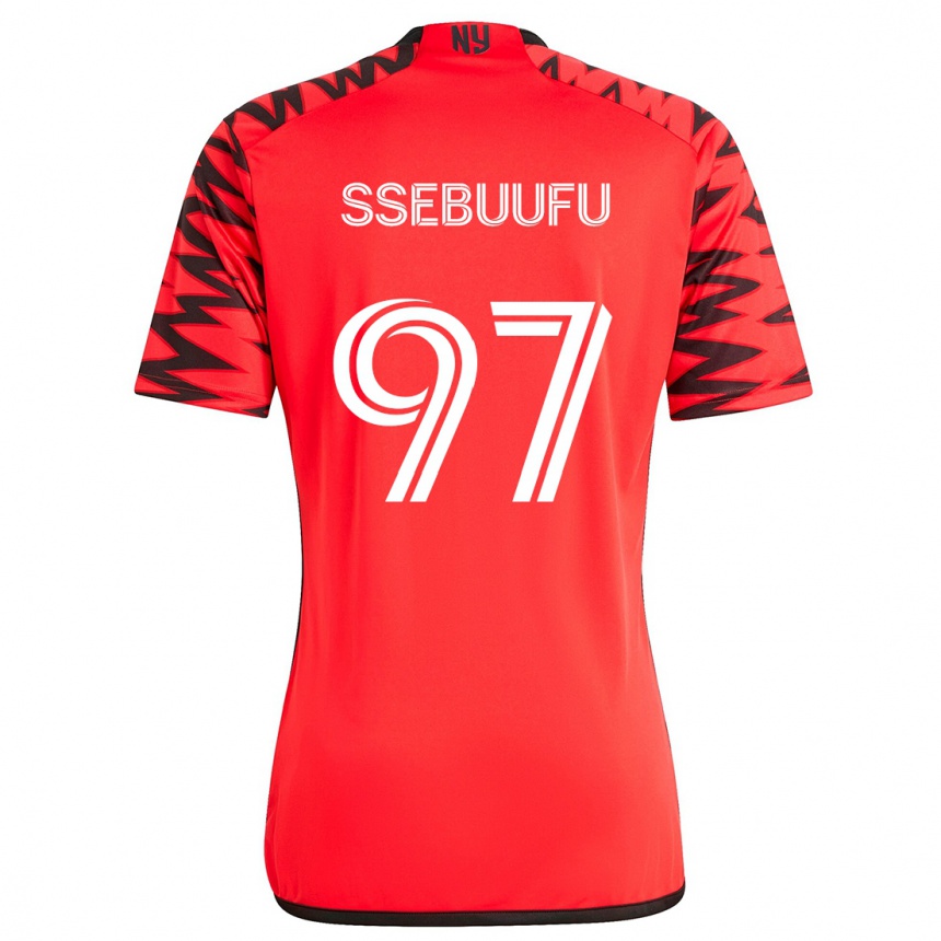 Homme Football Maillot Frank Ssebuufu #97 Rouge Noir Blanc Tenues Extérieur 2024/25