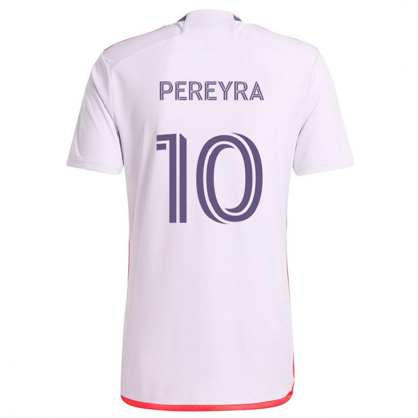 Homme Football Maillot Mauricio Pereyra #10 Blanc Rouge Violet Tenues Extérieur 2024/25