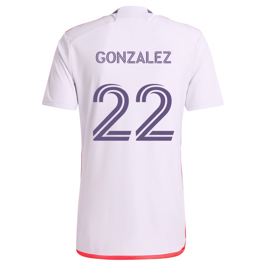 Homme Football Maillot Gastón González #22 Blanc Rouge Violet Tenues Extérieur 2024/25