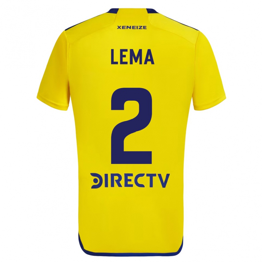 Homme Football Maillot Cristian Lema #2 Jaune Bleu Tenues Extérieur 2024/25