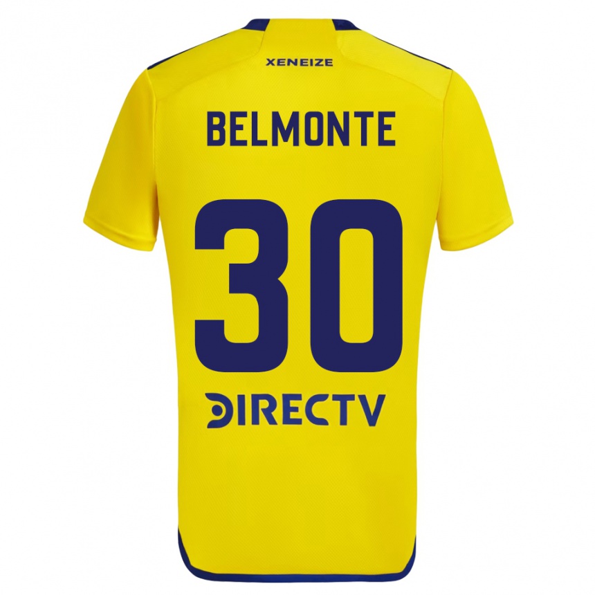 Homme Football Maillot Tomás Belmonte #30 Jaune Bleu Tenues Extérieur 2024/25