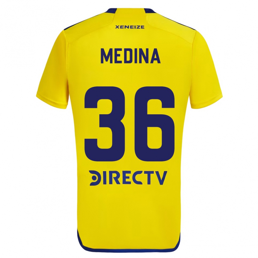 Homme Football Maillot Cristian Medina #36 Jaune Bleu Tenues Extérieur 2024/25