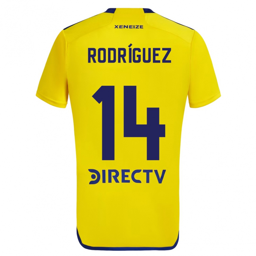 Homme Football Maillot Isaías Rodríguez #14 Jaune Bleu Tenues Extérieur 2024/25