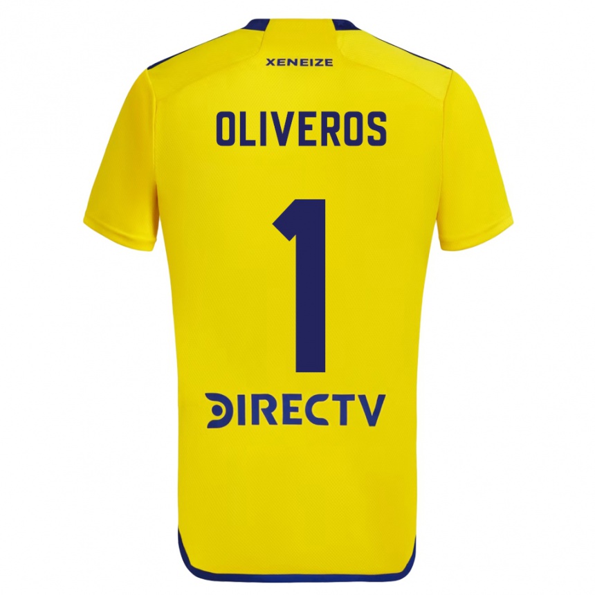 Homme Football Maillot Laurina Oliveros #1 Jaune Bleu Tenues Extérieur 2024/25