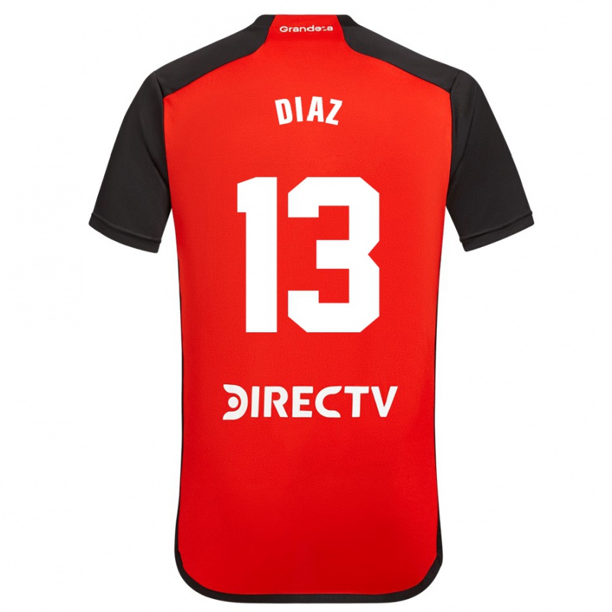 Homme Football Maillot Enzo Díaz #13 Rouge Noir Blanc Tenues Extérieur 2024/25