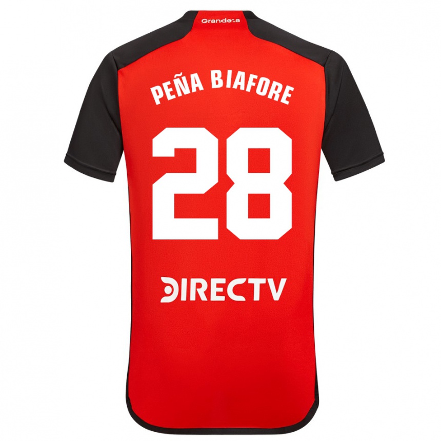 Homme Football Maillot Felipe Peña Biafore #28 Rouge Noir Blanc Tenues Extérieur 2024/25