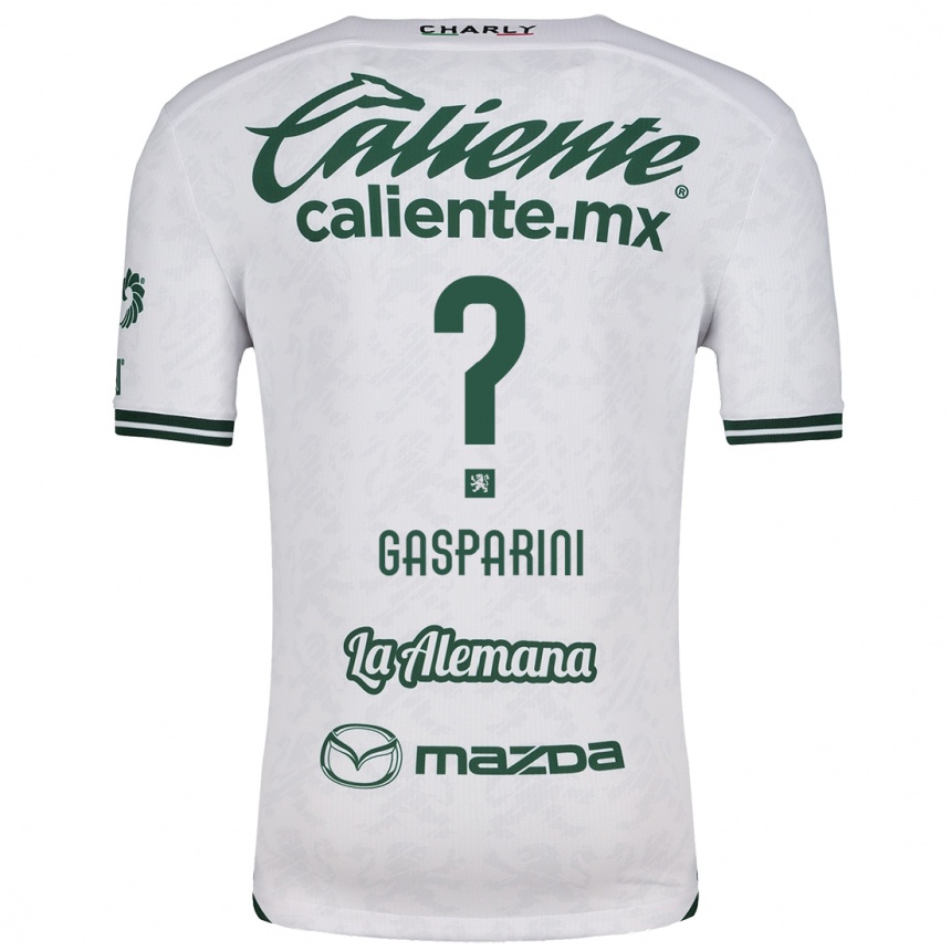 Homme Football Maillot Joaquín Gasparini #0 Blanc Vert Tenues Extérieur 2024/25