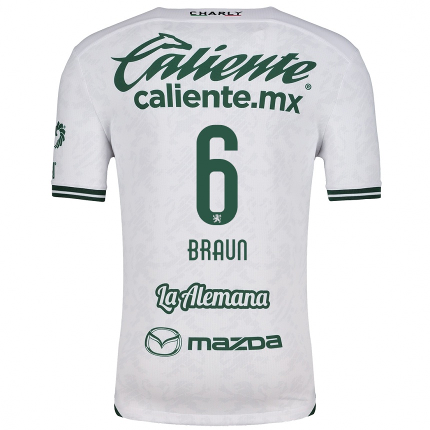 Homme Football Maillot Sophia Braun #6 Blanc Vert Tenues Extérieur 2024/25