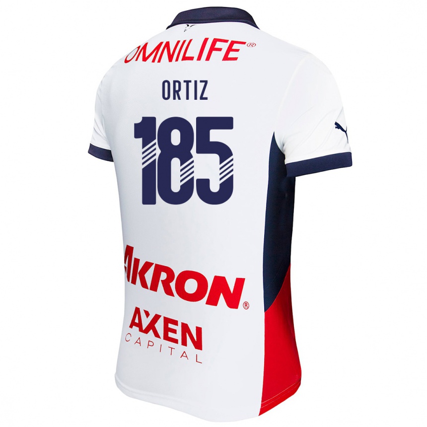 Homme Football Maillot Gibrán Ortiz #185 Blanc Rouge Bleu Tenues Extérieur 2024/25