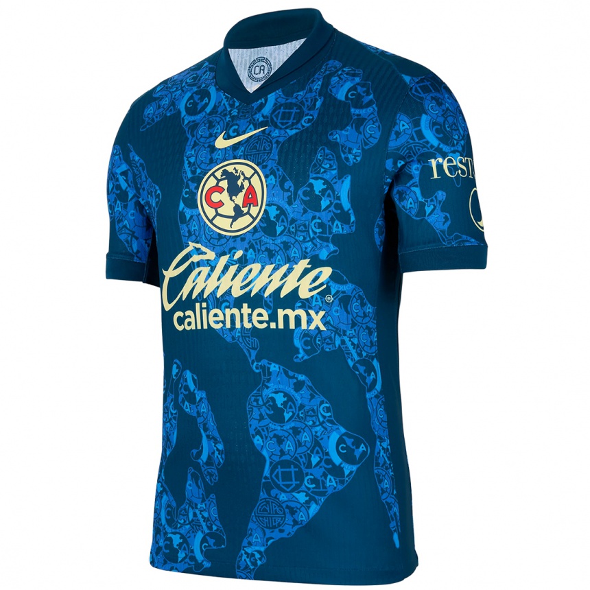 Homme Football Maillot Votre Nom #0 Bleu Jaune Tenues Extérieur 2024/25