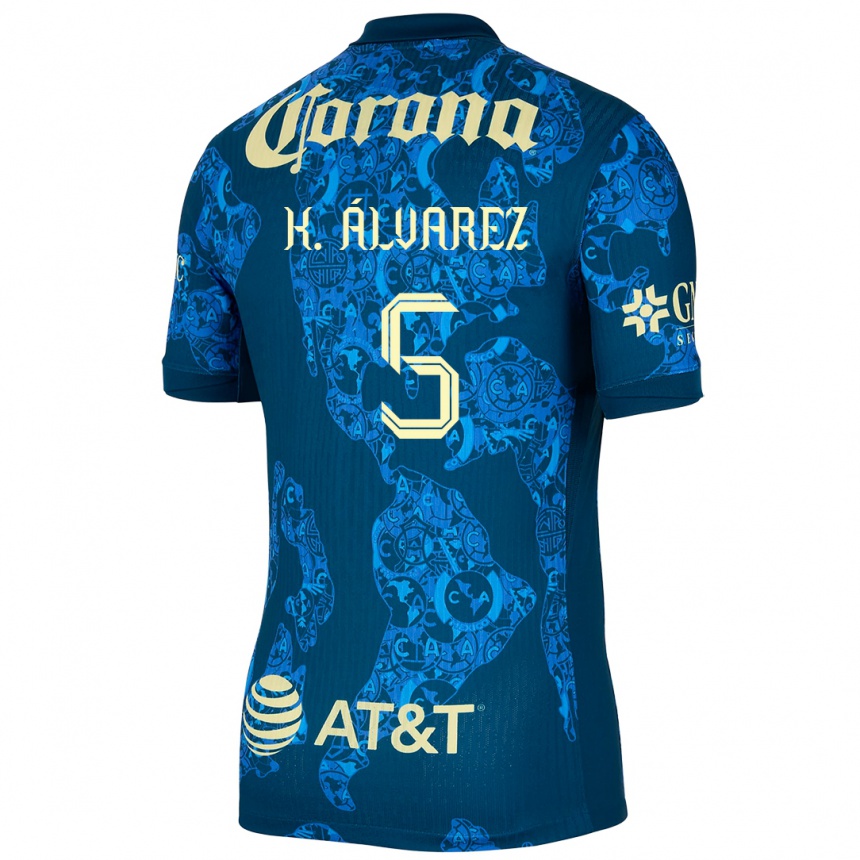 Homme Football Maillot Kevin Álvarez #5 Bleu Jaune Tenues Extérieur 2024/25