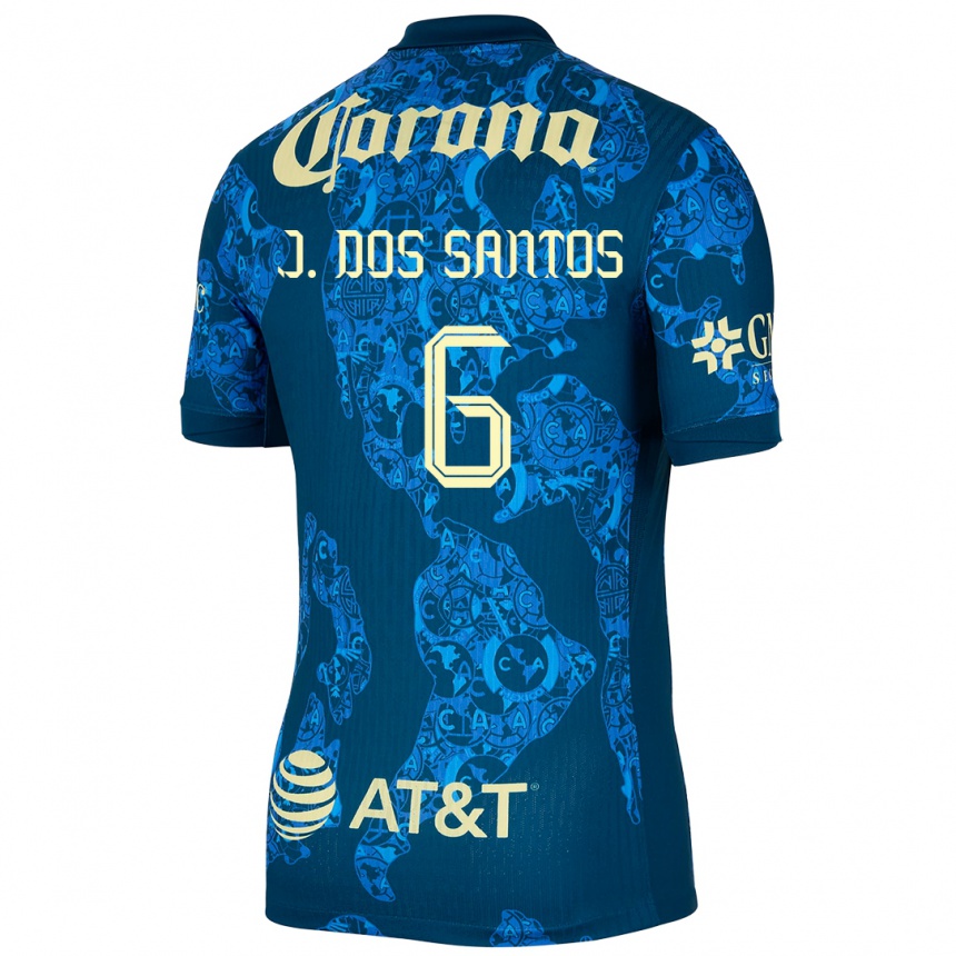 Homme Football Maillot Jonathan Dos Santos #6 Bleu Jaune Tenues Extérieur 2024/25