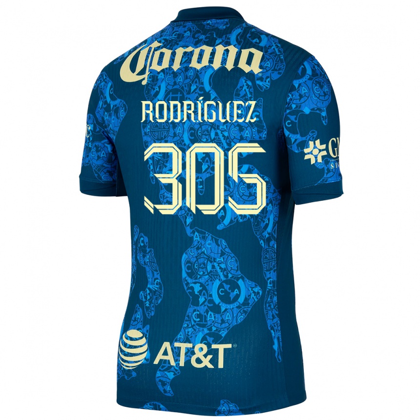 Homme Football Maillot Bryan Rodríguez #305 Bleu Jaune Tenues Extérieur 2024/25