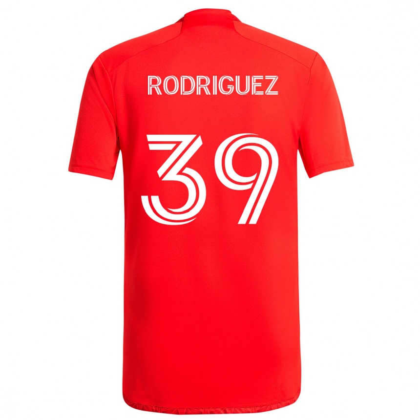 Femme Football Maillot Allan Rodriguez #39 Rouge Blanc Tenues Domicile 2024/25