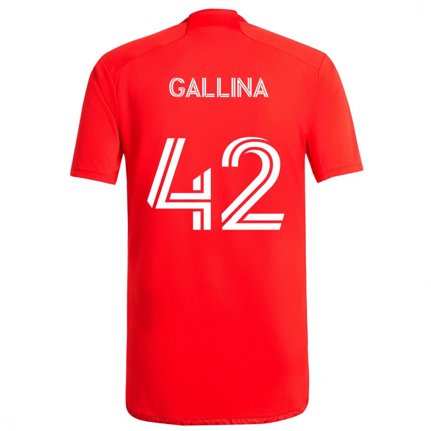 Femme Football Maillot Henrique Gallina #42 Rouge Blanc Tenues Domicile 2024/25