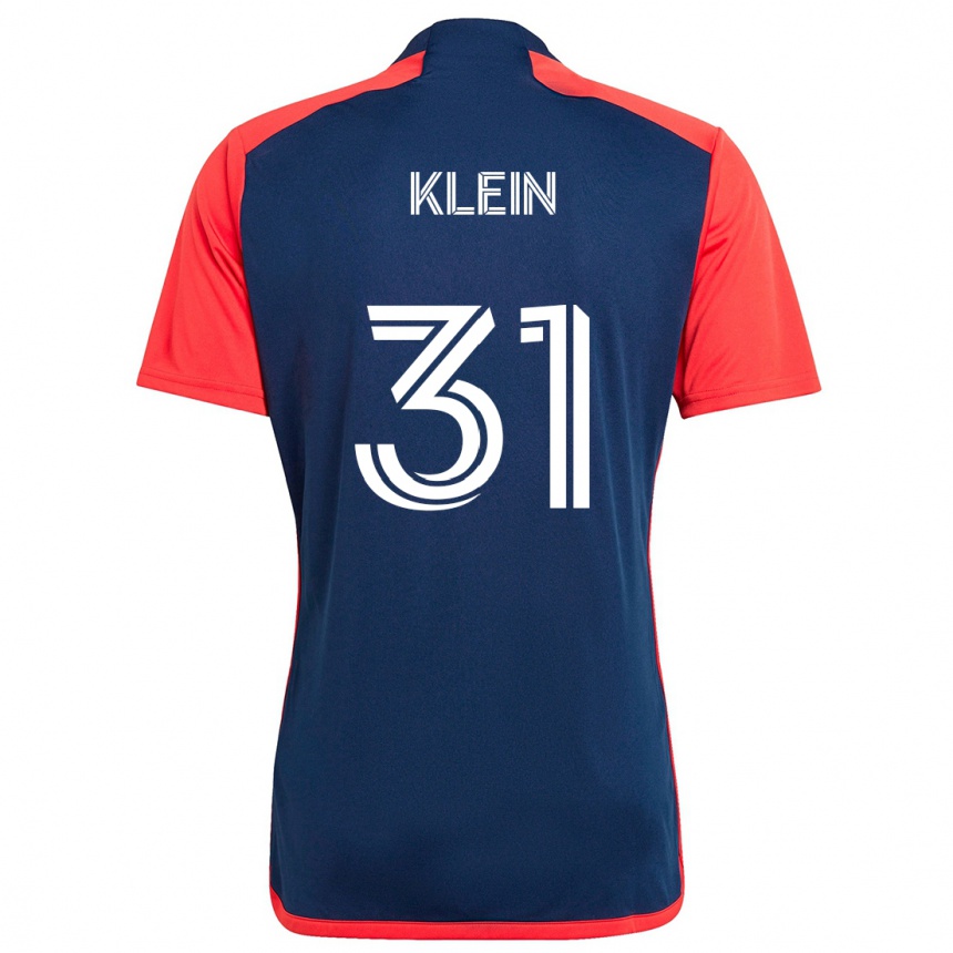 Femme Football Maillot Eric Klein #31 Bleu Rouge Tenues Domicile 2024/25