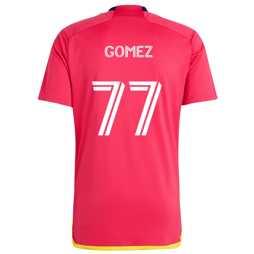 Femme Football Maillot Sam Gomez #77 Rouge Bleu Tenues Domicile 2024/25