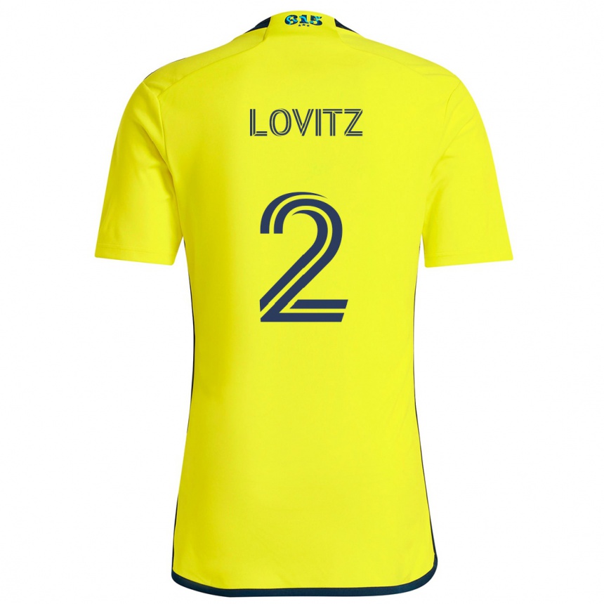 Femme Football Maillot Daniel Lovitz #2 Jaune Bleu Tenues Domicile 2024/25