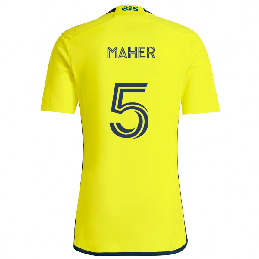 Femme Football Maillot Jack Maher #5 Jaune Bleu Tenues Domicile 2024/25