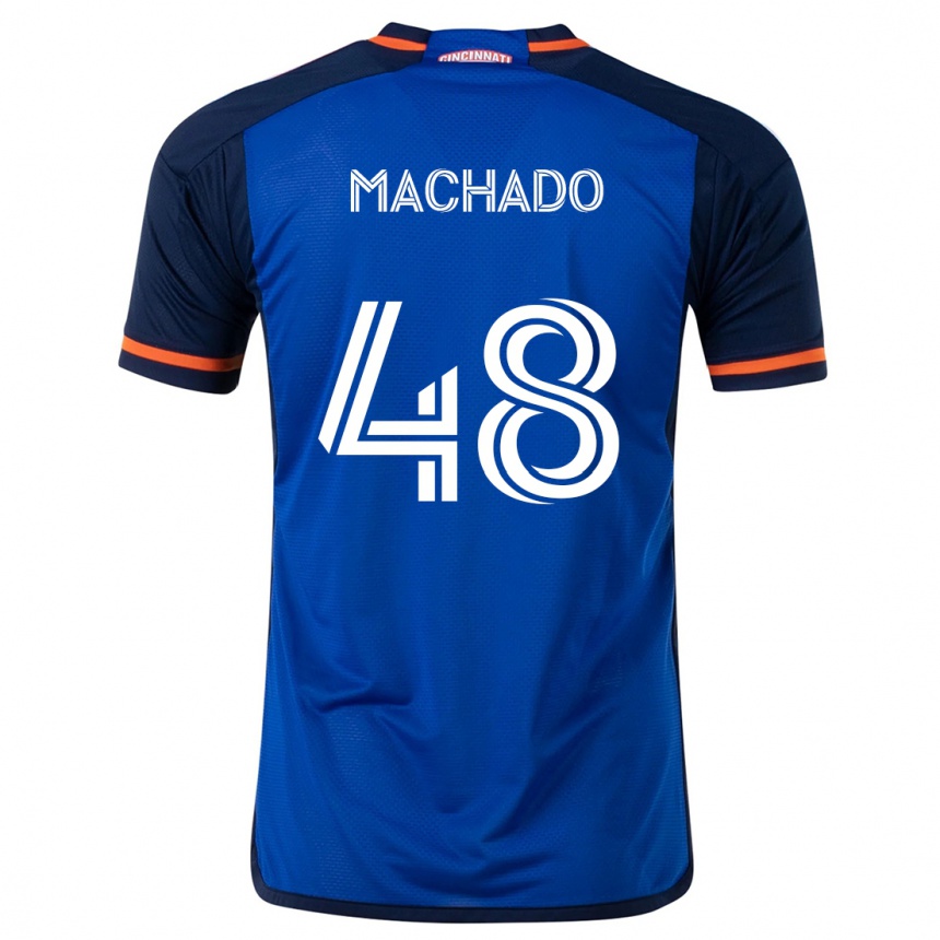 Femme Football Maillot Juan Machado #48 Bleu Blanc Tenues Domicile 2024/25