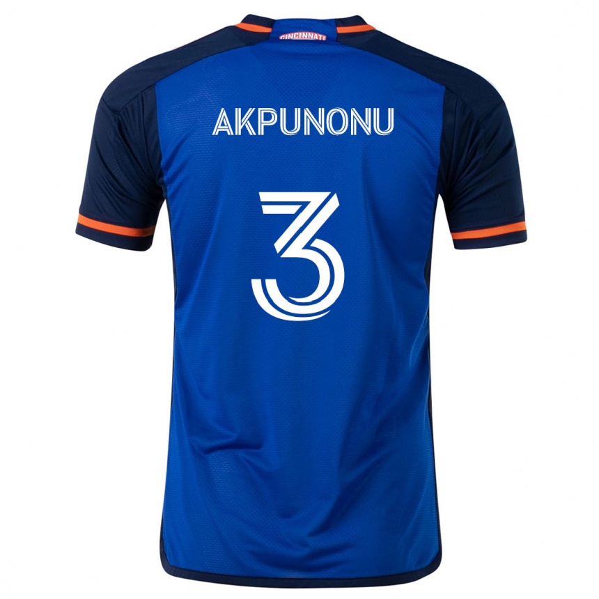 Femme Football Maillot Joey Akpunonu #3 Bleu Blanc Tenues Domicile 2024/25