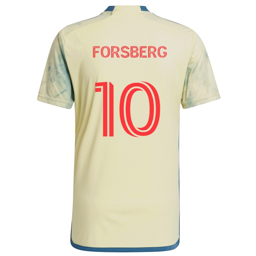 Femme Football Maillot Emil Forsberg #10 Jaune Rouge Bleu Tenues Domicile 2024/25