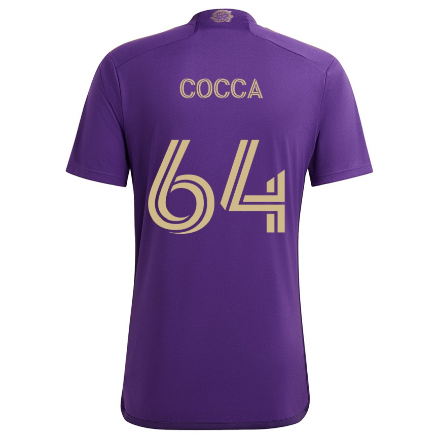 Femme Football Maillot Manuel Cocca #64 Violet Jaune Tenues Domicile 2024/25