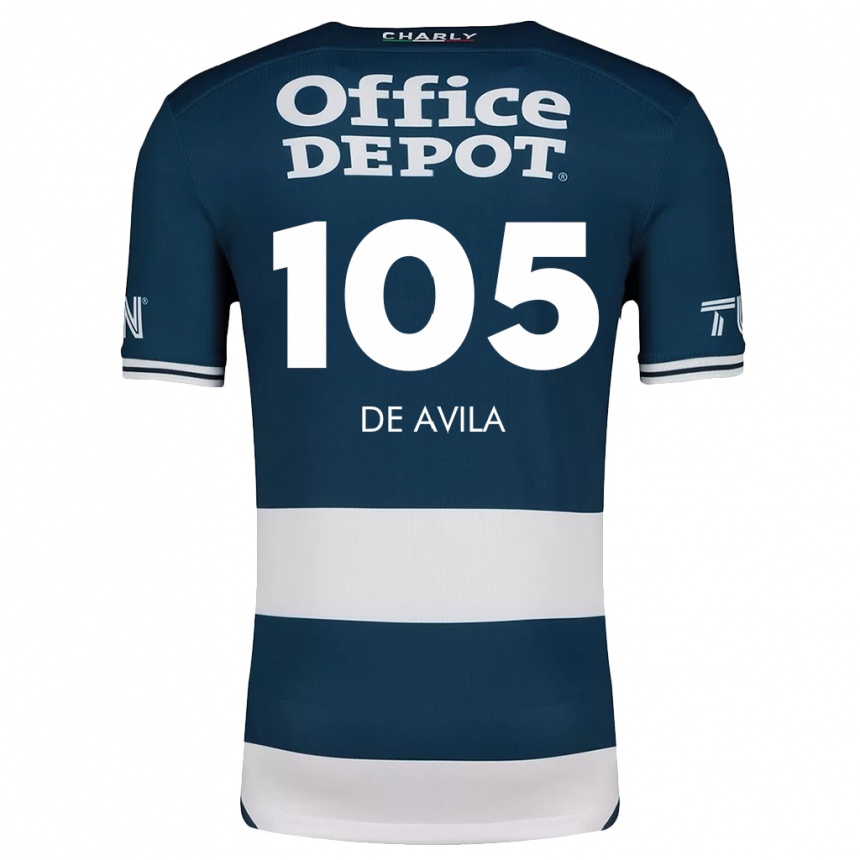 Femme Football Maillot José De Ávila #105 Bleu Blanc Tenues Domicile 2024/25