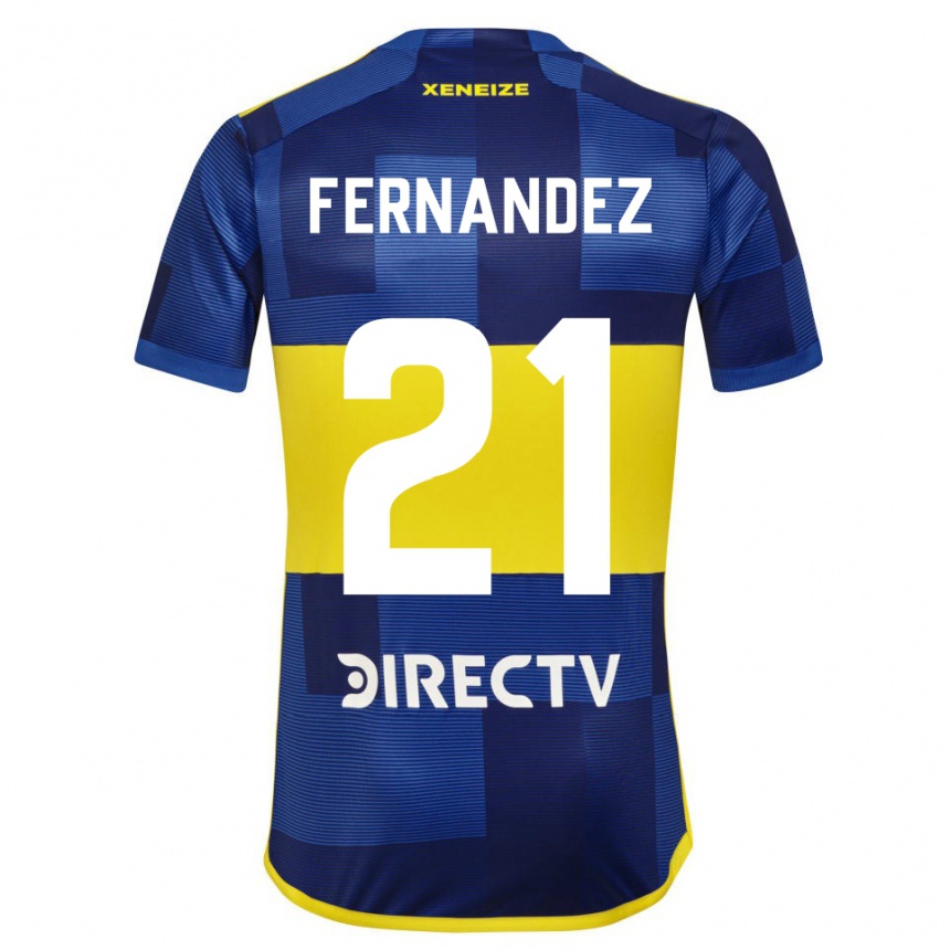 Femme Football Maillot Ezequiel Fernández #21 Bleu Jaune Tenues Domicile 2024/25