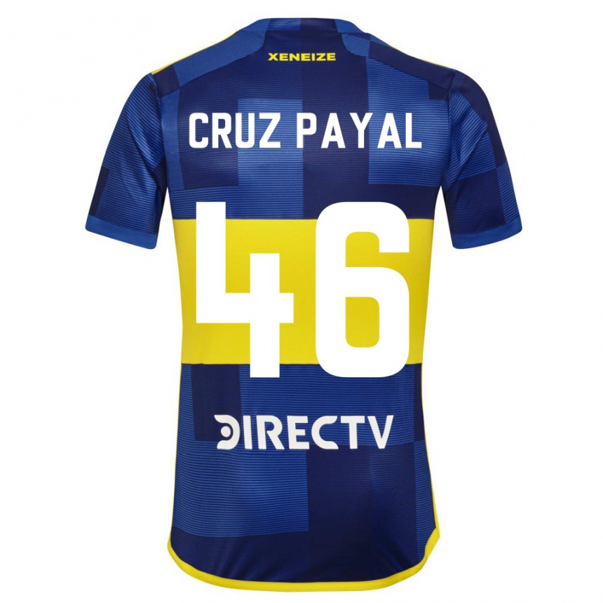 Femme Football Maillot Juan Cruz Payal #46 Bleu Jaune Tenues Domicile 2024/25