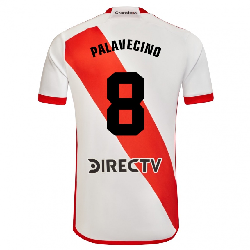 Femme Football Maillot Agustín Palavecino #8 Blanc Rouge Tenues Domicile 2024/25