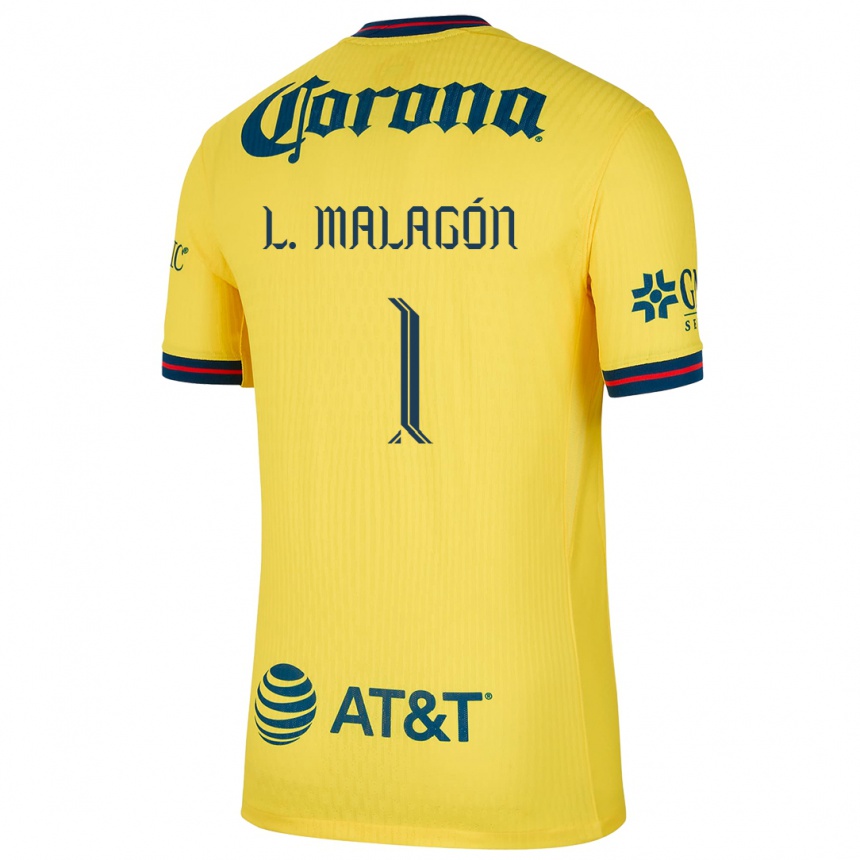 Femme Football Maillot Luis Malagón #1 Jaune Bleu Tenues Domicile 2024/25