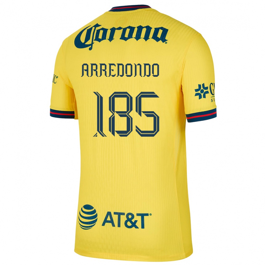 Femme Football Maillot Aarón Arredondo #185 Jaune Bleu Tenues Domicile 2024/25