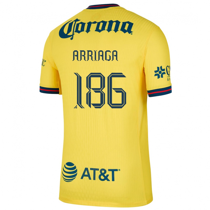 Femme Football Maillot Diego Arriaga #186 Jaune Bleu Tenues Domicile 2024/25