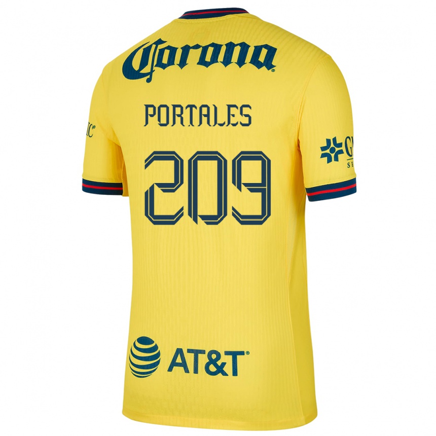 Femme Football Maillot Walter Portales #209 Jaune Bleu Tenues Domicile 2024/25