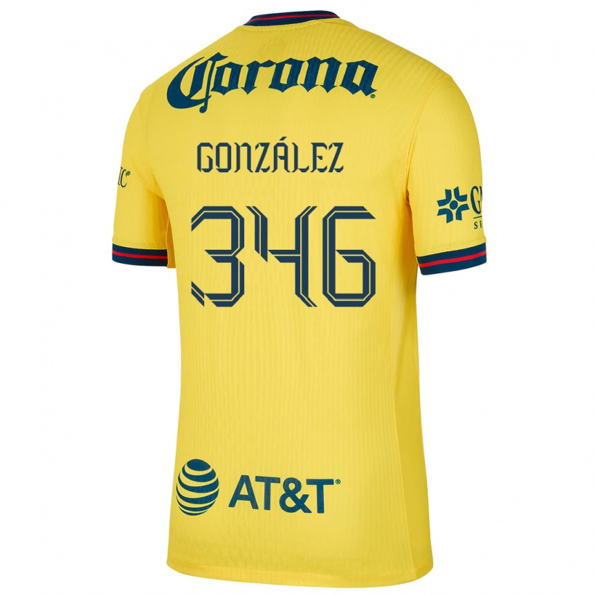 Femme Football Maillot Ricardo González #346 Jaune Bleu Tenues Domicile 2024/25