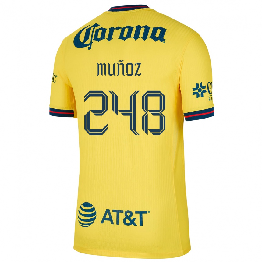 Femme Football Maillot Diego Muñoz #248 Jaune Bleu Tenues Domicile 2024/25