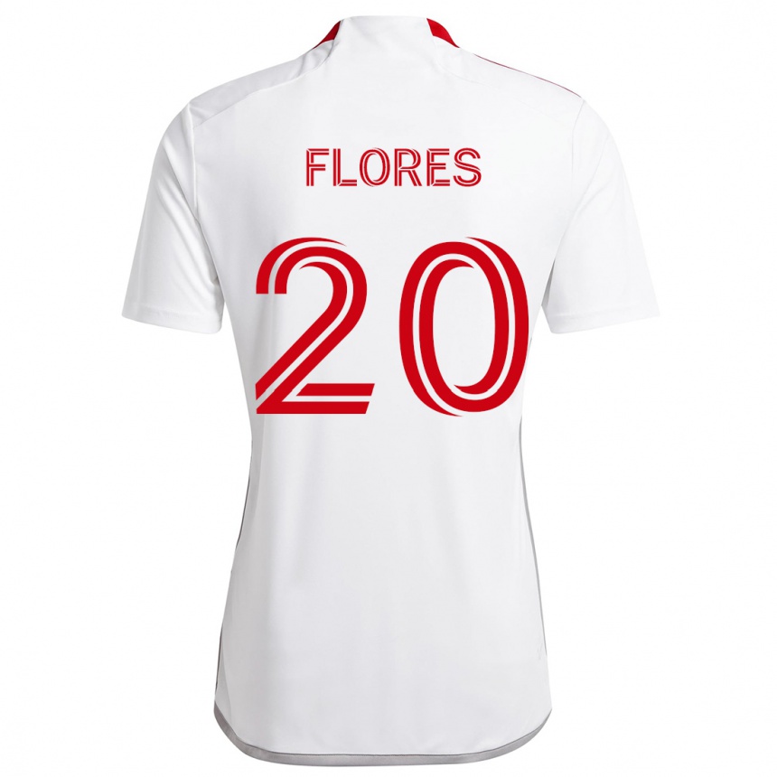 Femme Football Maillot Deybi Flores #20 Blanc Rouge Tenues Extérieur 2024/25